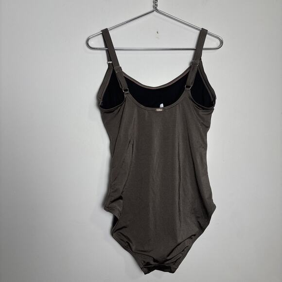 Calvin Klein One Piece Swimsuit Size 14 Bronze Side Pleats Full Coverage - Picture 2 of 8
